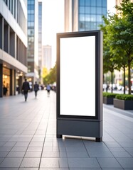 Blank Sign Mockup Modern City Street Background