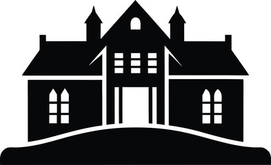 villa icon vector silhouette on transparent background