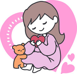 Adorable Girl Embracing Love Vector Illustration. A heartwarming vector illustration of a smiling girl representing love, comfort, and emotional healing.