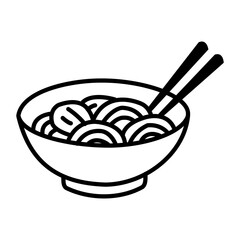 Noodle Bowl with Chopstick Icon Illustration