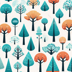 Seamless Geometric Tree Pattern – Vector
