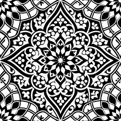 Seamless pattern in authentic arabian style stock illustration  illustration  black and white , white background 