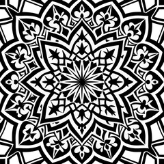 Seamless pattern in authentic arabian style stock illustration  illustration  black and white , white background 
