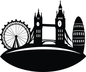 Fototapeta premium Monuments of Uk Silhouette