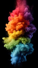 Fototapeta premium Rainbow powder cloud, colorful and isolated, perfect for pride and color runs