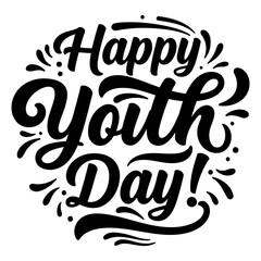 Obraz premium Happy Youth Day graphic design. Circular graphic with stylized lettering in a decorative design.