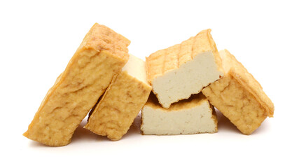 Fresh tofu on white background close up