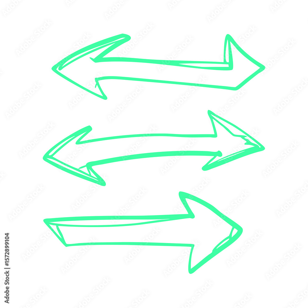 Poster hand drawn arrows set on transparent background directional elements for web design and user interfa