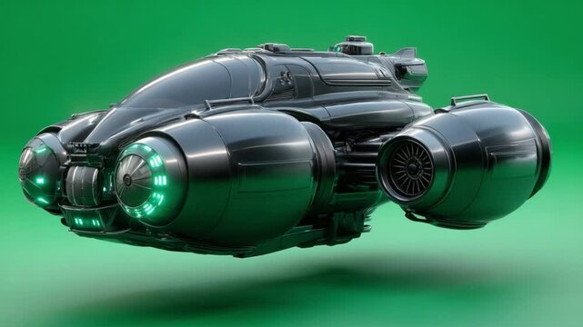 Futuristic Transport Pod: A sleek, futuristic transport pod with a glossy, black finish floats against a vibrant, gradient backdrop, suggesting advanced technology and innovative design.
