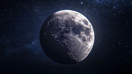 Fototapeta premium Realistic moon in starry night sky space background