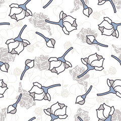 Botanical White Rose Bud Nature Floral Pattern. Perfect for floral, botanical, nature-themed designs, fabric, and packaging.