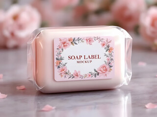 Gentle cleansing bar of soap with a floral label presents hygiene and natural beauty for personal care routines.