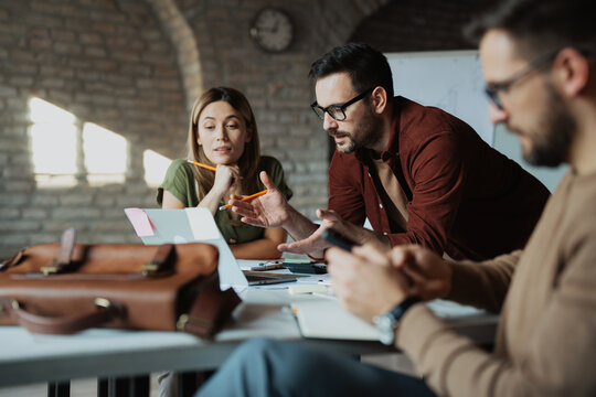 Small business group working together in a office space