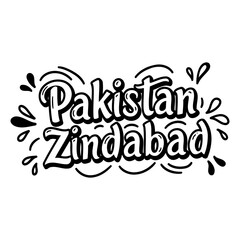 Fototapeta premium Pakistan Zindabad graphic design with no demographic details in a simple, eye-catching design. Static text-based graphic with a decorative element on a white background.