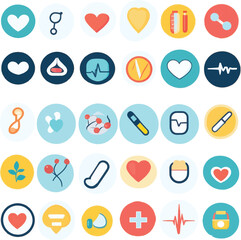 Flat heart icons set for web design and media interface