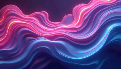 Wavy iridescent backdrop flows with vivid pink and blue hues, enhanced by golden yellow streaks on a dark gradient canvas.