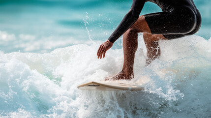 Male Surfer Mid Turn On Wave