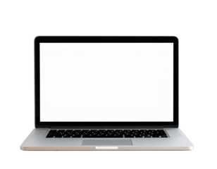 Open Laptop with Blank Screen – Minimalist Office – Transparent