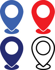 Blue red dark blue black location pins marker navigation
