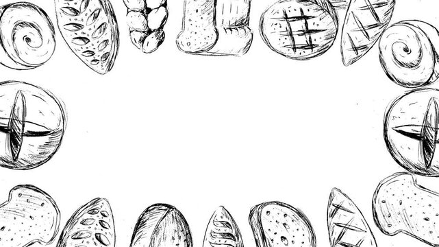 background frame animated food variety bread