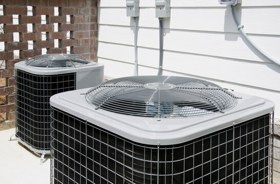 Residential air conditioning units outside building