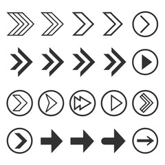 Minimal Direction Arrow vector Icon Bundle.