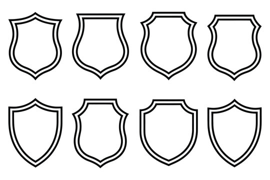 Black outline shields emblems crest badge - Powered by Adobe