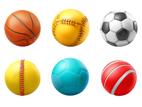 Ball games Sports kids ball volleyball baseball tennis football soccer bambinton hockey basketball rugby balls vector on white background