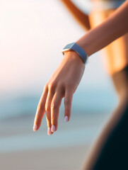 Female Runner Wearing Fitness Tracker