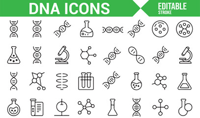 DNA Structure and Molecular Icons for Genetic Research and Laboratory Work