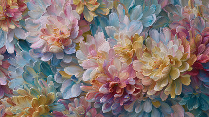 Serenity in Bloom: Gouache Brushwork Embracing Pastel Florals in Tranquil Harmony