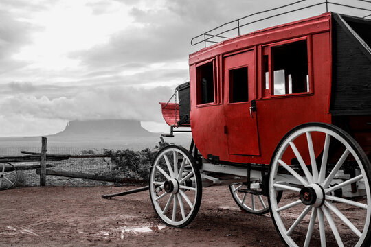 Old stagecoach at Monument Valley