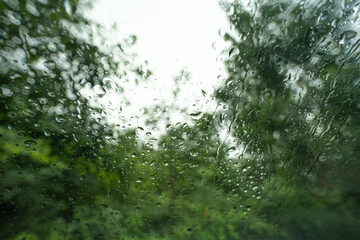 Raindrops on a car's windshield or windscreen