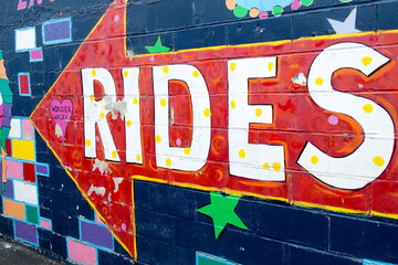 Rides arrow sign Coney Island