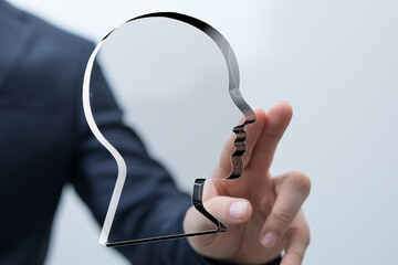 Abstract image of a head profile, symbolizing ideas, innovation, and future technology.