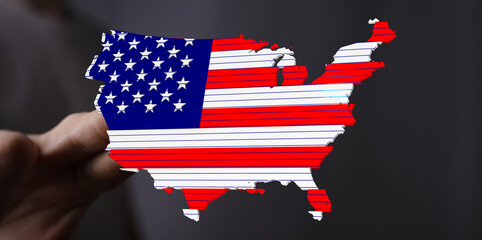 Patriotic image of the USA map designed as an American flag. Perfect for Independence Day!