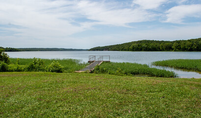 Pathway to lakeside fishing dock