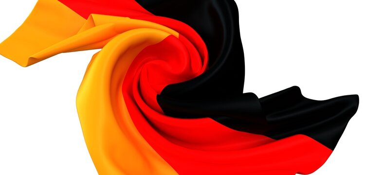 High-quality image of a German flag in a dynamic swirl. Perfect for patriotic themes.