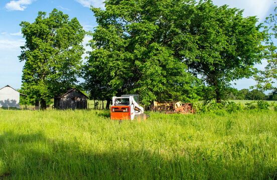 Parked farm equipment