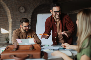 Small business group working together in a office space