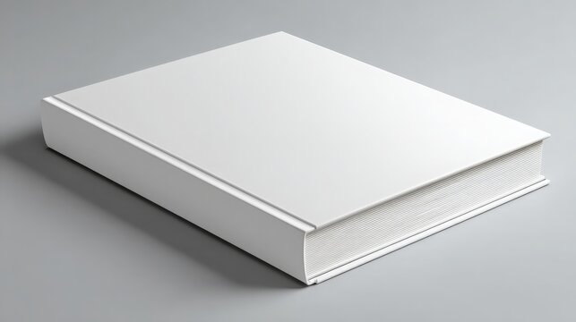 white hardcover book mockup isolated on grey background, book cover design and publishing mockups
