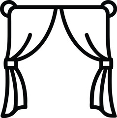 Vector art of elegant classic curtains hanging from a rod, adding a touch of sophistication to any room