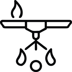 Vector art of a ceiling fire sprinkler system ready to extinguish flames, ensuring safety and security