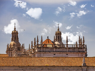 Roof of the Monastery of Sao Vicente de Fora, Lisbon, Portugal against a cloudy sky