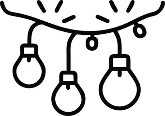 Vector art of a string of festive lights hangs overhead, glowing brightly