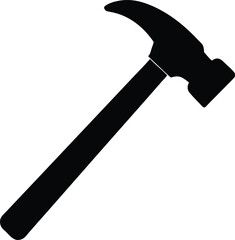 hammer icon vector silhouette on transparent background
