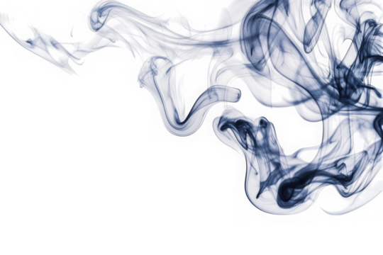 Abstract blue smoke swirls isolated on transparent background - Powered by Adobe