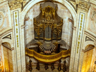 Beautiful organ inside the National Pantheon - Lisbon, Portugal