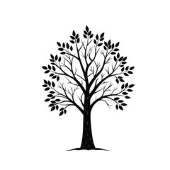 Obraz premium birch-tree-silhouette-vector-icon-on-white background 
