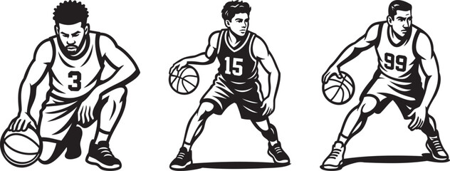 Basketball Players Offensive Action Silhouette